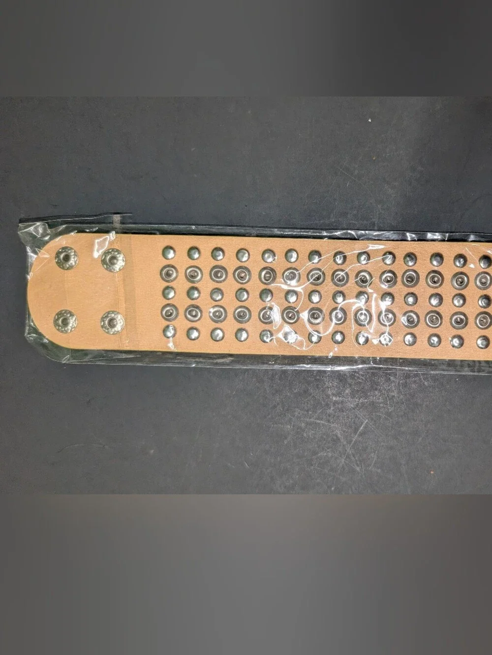 Y2K Glam Studded Faux Leather Cuff Bracelet Clear Rhinestone Punk Rock